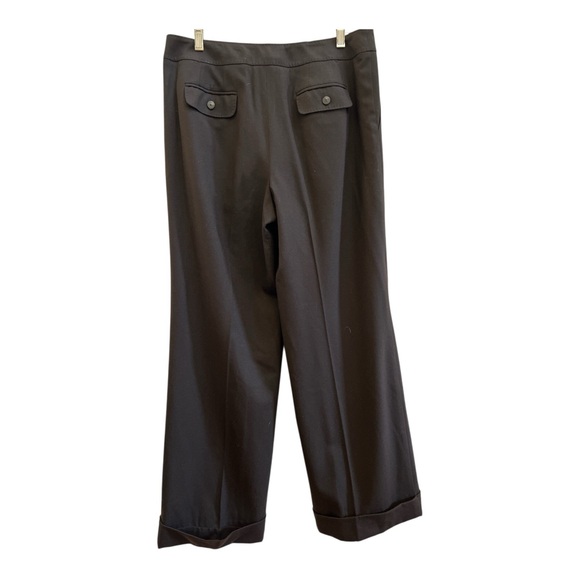 EUC Talbots Italian Stretch Wool Wide-Leg Cuffed  Pants Chocolate Brown Size 10 - Picture 3 of 5